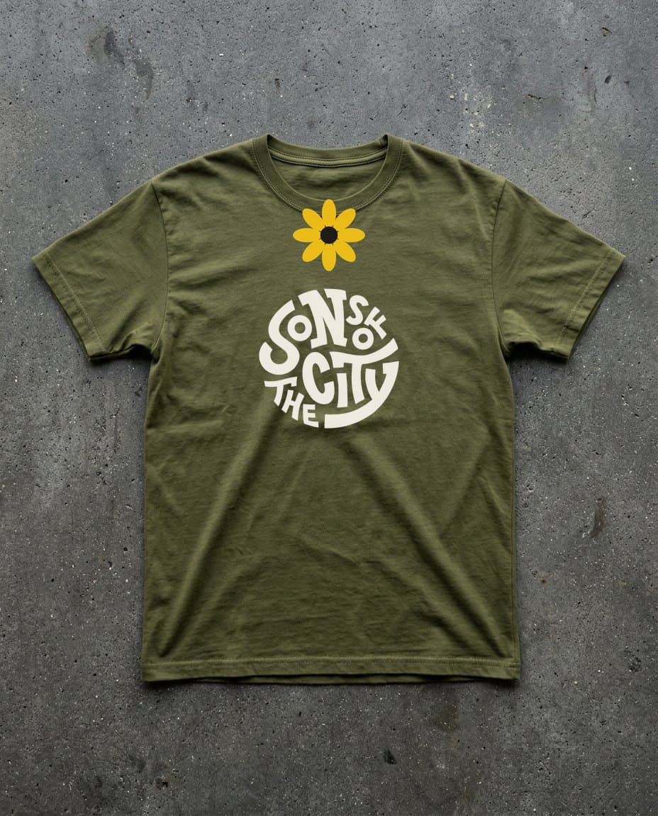 Sunflower Tee — Olive — mock-up